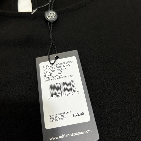 Adrianna Papell Black Blouse with Mesh Sleeve Details - Picture 4 of 11